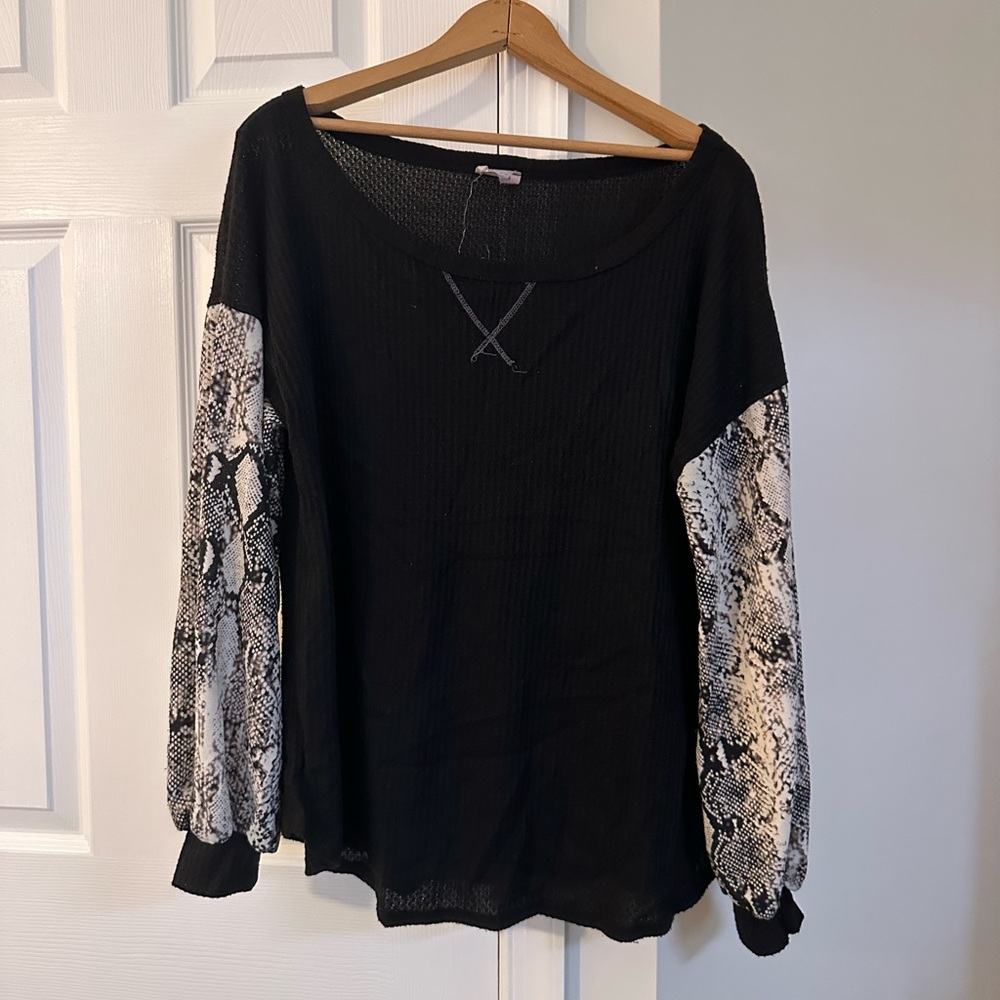 Black long sleeve top, size medium